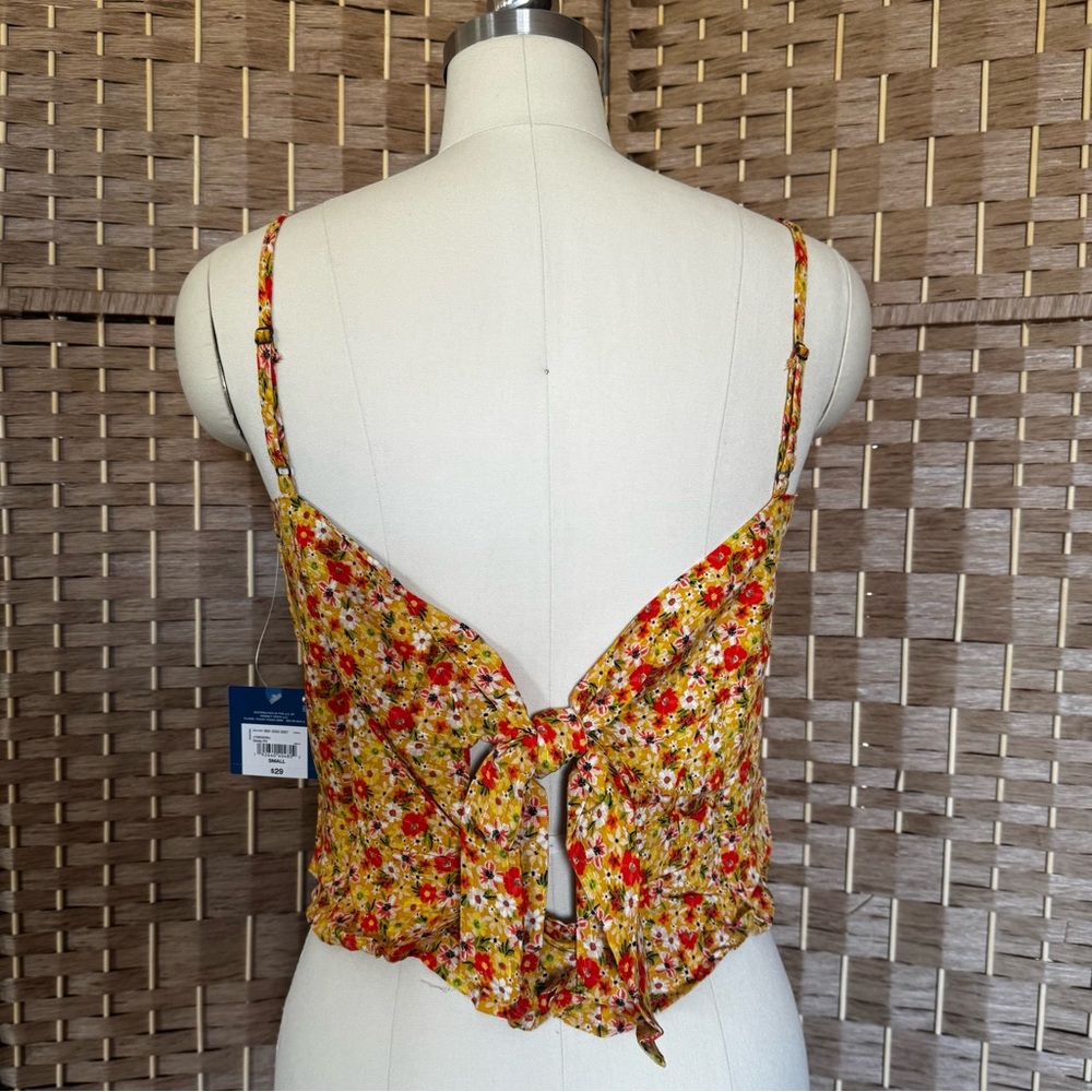 NWT ditsy floral print tie back AJC crop top S - Picture 6 of 10